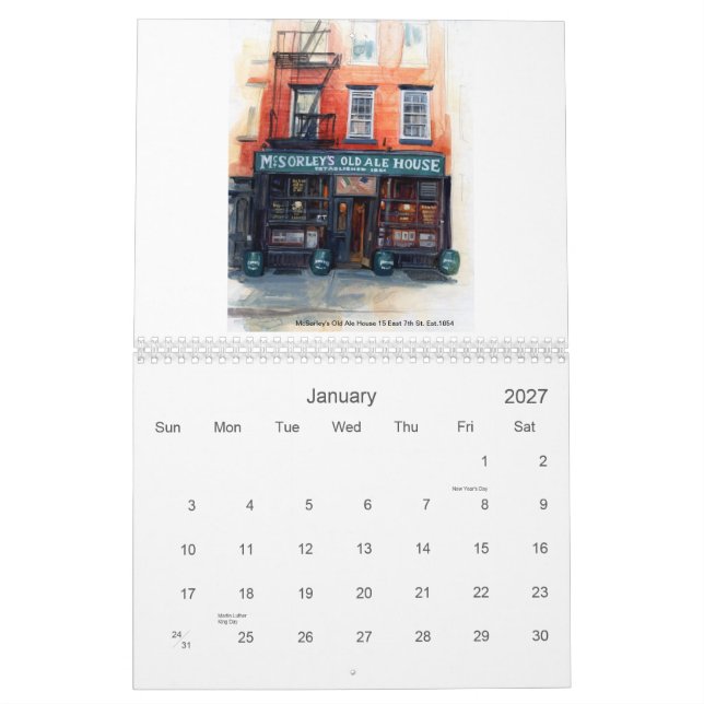 El calendario más fino de las barras de Nueva York (Jan 2027)