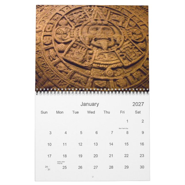 El calendario maya del calendario del funcionario (Jan 2027)