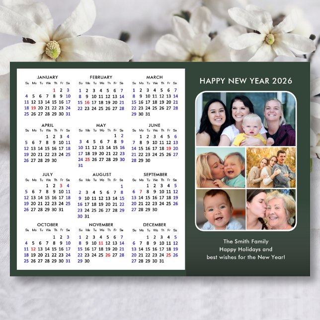 El calendario moderno 2026 Sage Green 5 Photo Magn (Subido por el creador)