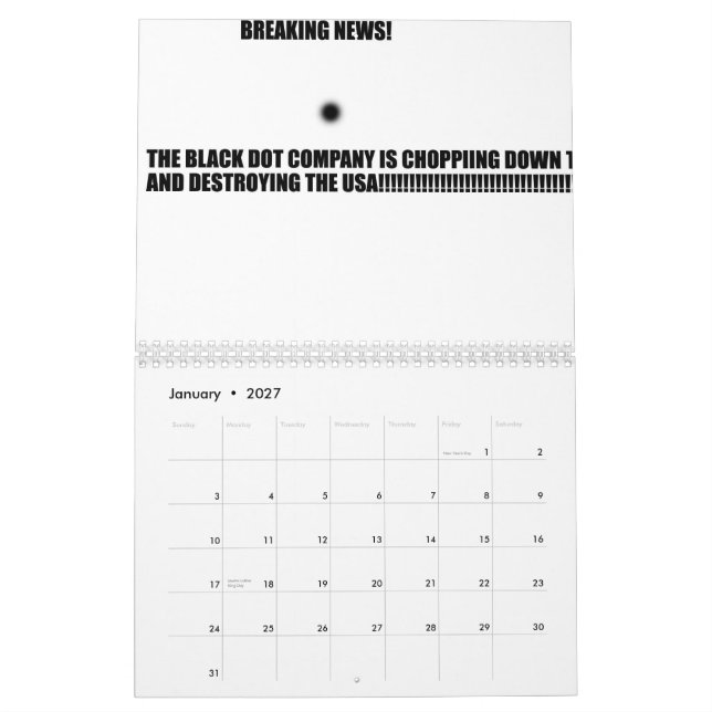 El calendario negro malvado del punto (Jan 2027)