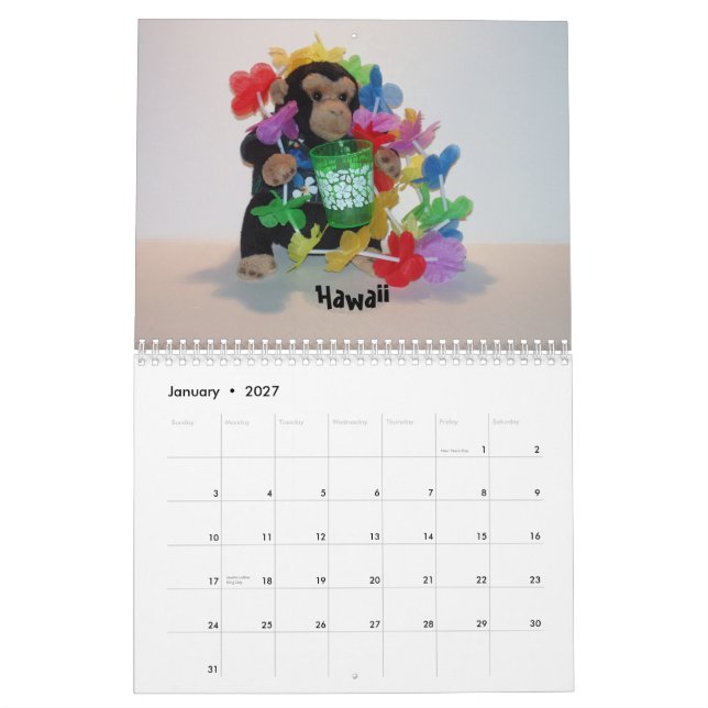 El calendario oficial del mono del mascota (Jan 2027)