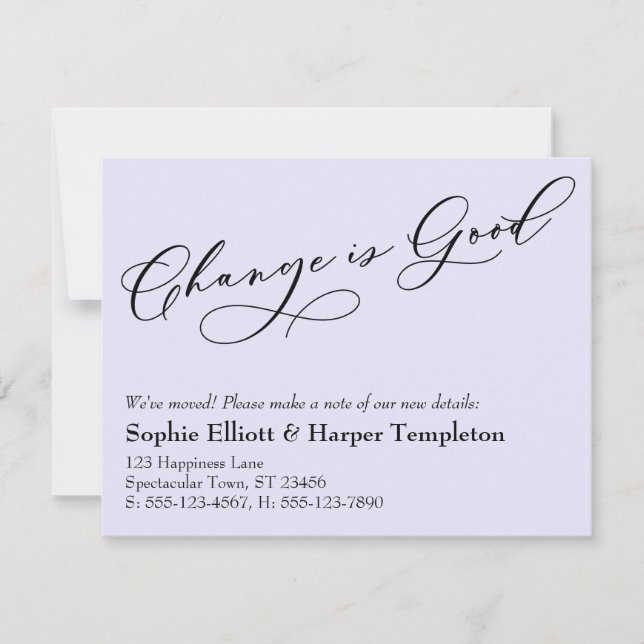 El cambio es buena Invitación de lavanda móvil (Anverso)