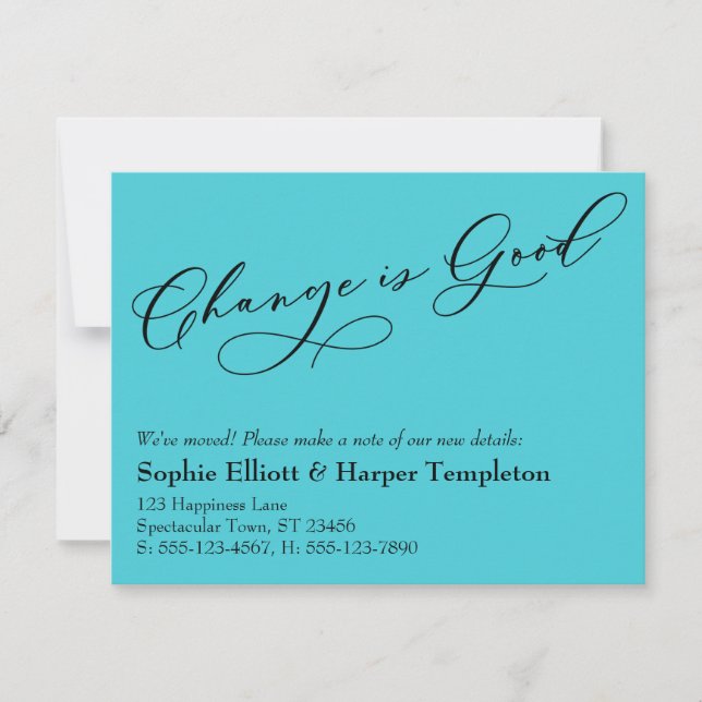El cambio es una buena Invitación turquesa en movi (Anverso)