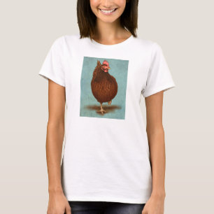 El camisetas de las mujeres de la gallina del rojo