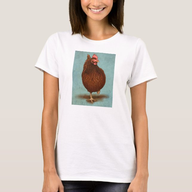El camisetas de las mujeres de la gallina del rojo (Anverso)