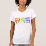 El camisetas de las mujeres felices de Chanukah<br><div class="desc">Chanukah feliz en una línea de chanukiot del arco iris (menorahs). Un diseño judío del día de fiesta para Chanukah.</div>