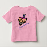 El camisetas de los niños rajados de Chanukah<br><div class="desc">Dreidel con "Chanukah rajado" adentro tiza-como letras azules.</div>