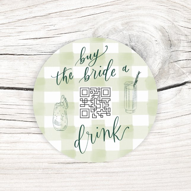 EL CAMPAMENTO COMPRA LA NOVIA UN PEGATINA DE CÓDIG (CAMP BACH- Last Trail before the Veil- Buy the Bride a drink Custom QR code- Bach Party Supplies)