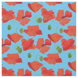 El campo rojo personalizado pega tela floral azul 