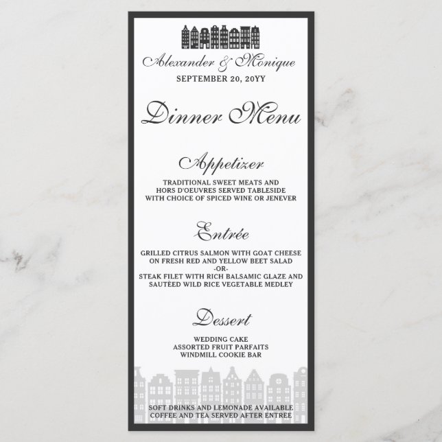 El Canal de Amsterdam alberga el menú de la cena B (Anverso)