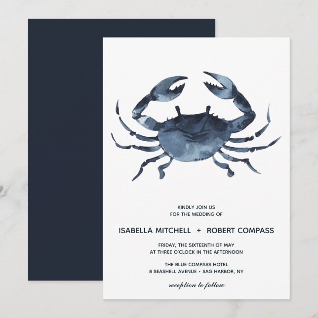 El cangrejo azul | Invitación a la boda (Anverso / Reverso)