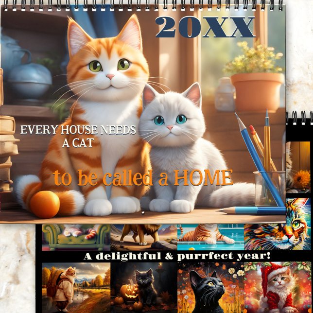 El caprichoso calendario de gatos ilustrado (A funny surreal fantasy calendar with whimsical illustrations of cats in different styles)