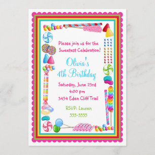 El caramelo asperja invitaciones del cumpleaños