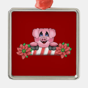 El caramelo del navidad puede ornamento del cerdo