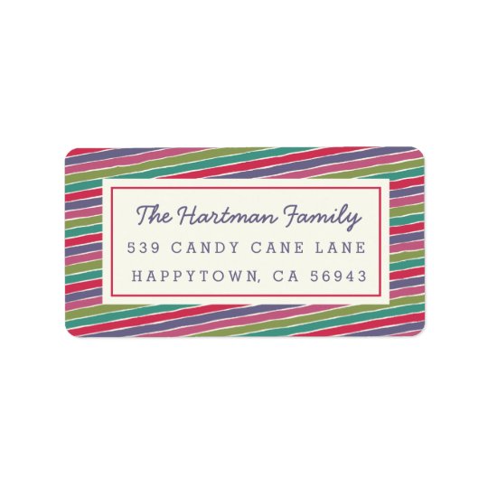 El caramelo multicolor raya etiquetas de dirección