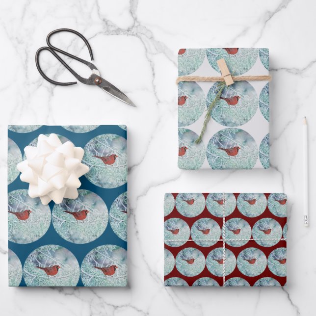 El cardenal rojo Nieve envuelve papel de arte de i (Anverso)