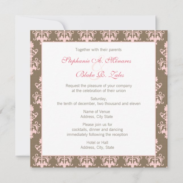 El casarse o invitación nupcial de la ducha (Anverso)