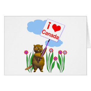 El castor canadiense ama la tarjeta de Canadá