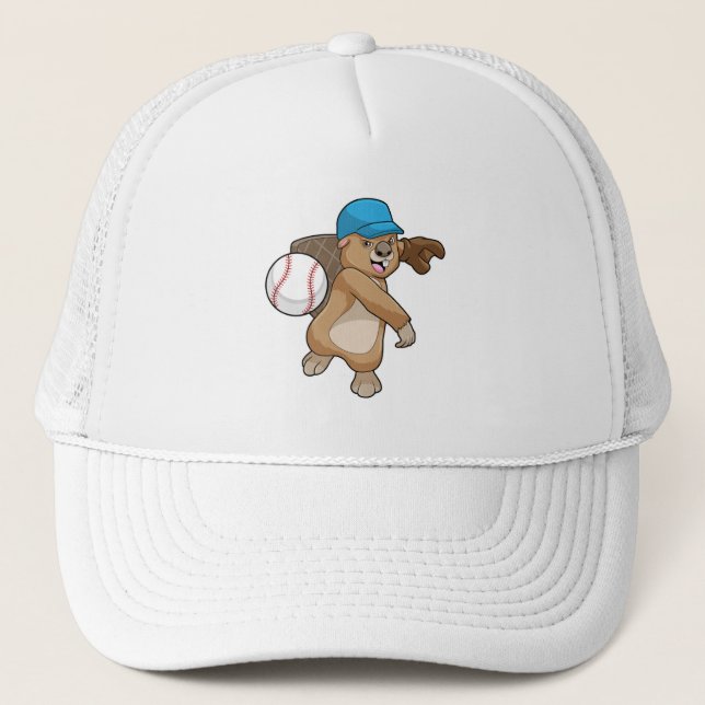 El castor del béisbol deportivo con gorra (Anverso)