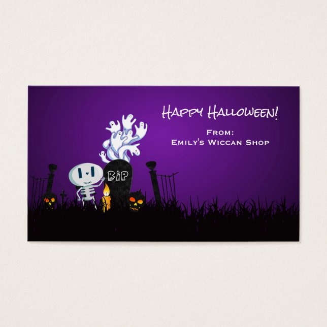 El cementerio de Halloween Spooky Cute Skeleton y  (Frente)