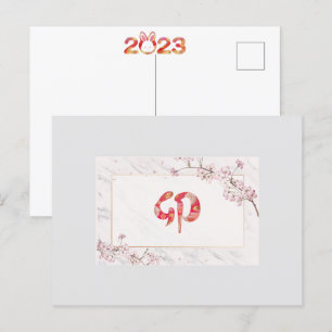 El cerezo kanji florece en Año Nuevo, postal 2023
