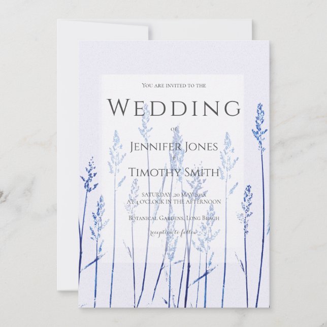 El césped azul marino deja la invitación a la boda (Anverso)