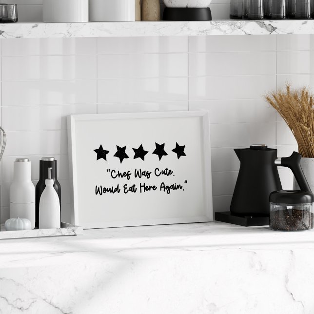 El Chef Era Un Poster De Arte De Pared Muy Moderno (Five stars, chef was cute would eat here again, is a minimalist trendy design poster.)