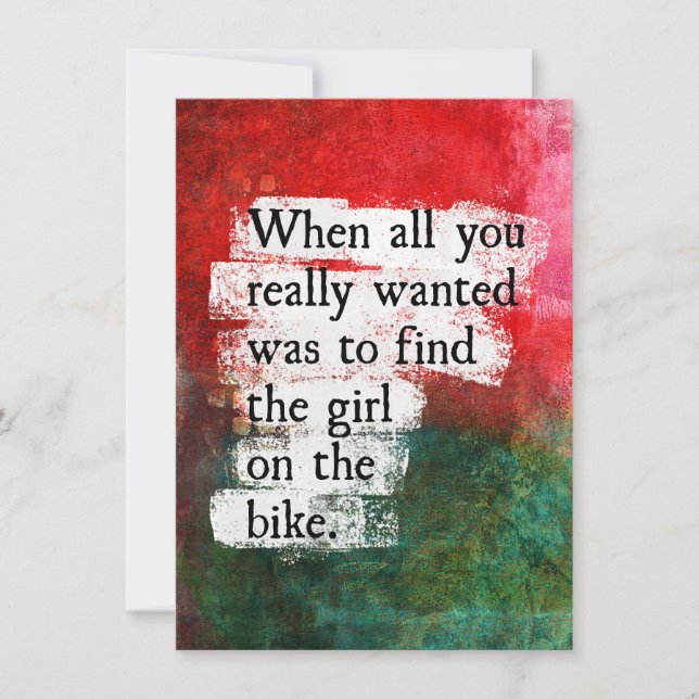 El Chica En La Tarjeta De Saludo Para Bicicletas (Anverso)
