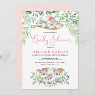 El chica Koala Bush bebe invitaciones a la ducha p