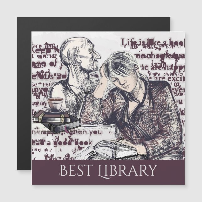 El chica leyendo un libro invitación magnética (Anverso/Reverso)