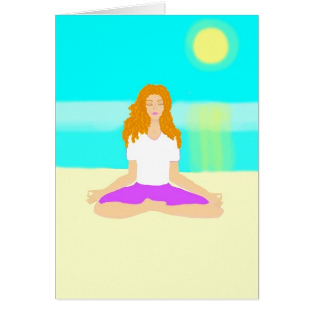 El chica pelirrojo, yoga, OM presenta, vara, (Frente)