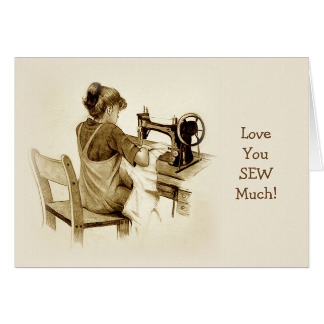 El chica que cose, le ama COSE mucho, sepia del (Anverso (Horizontal))