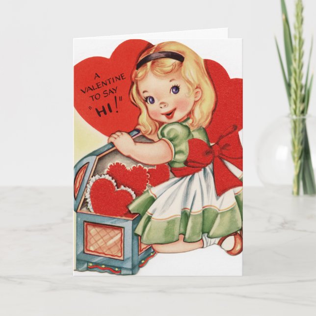 El chica retro de la tarjeta del día de San (Anverso)
