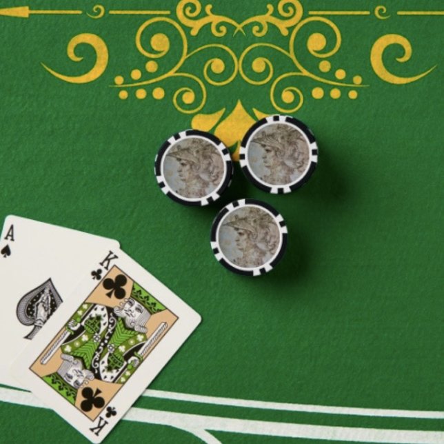 El Chip de póquer guerrero casero de Leonardo (Da Vinci’s Ancient Warrior Sketch  Poker Chips –  Casino Game Night Gift Set
)