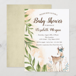 El ciervo bebé lindo deja la invitación de Baby Sh