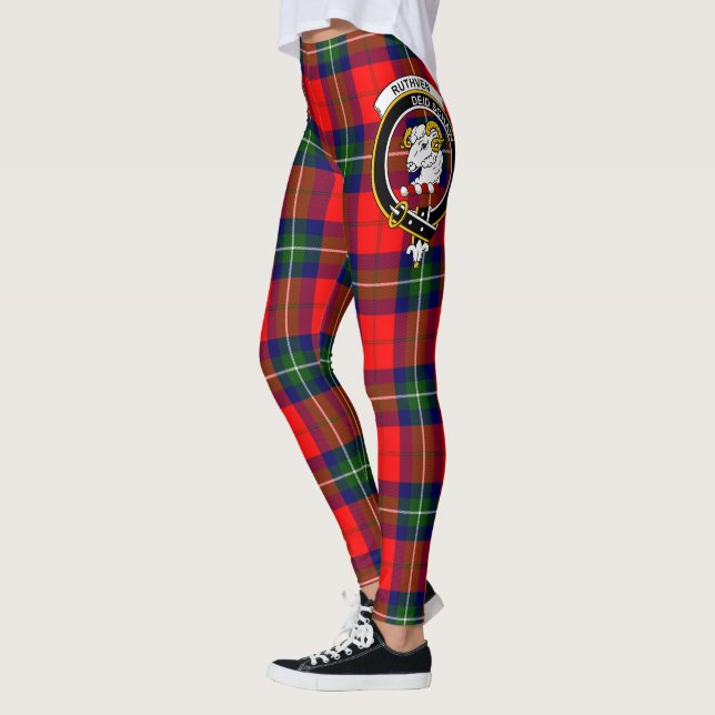 El clan escocés Ruthven Escudo Tartan Women Leggin (Izquierda)