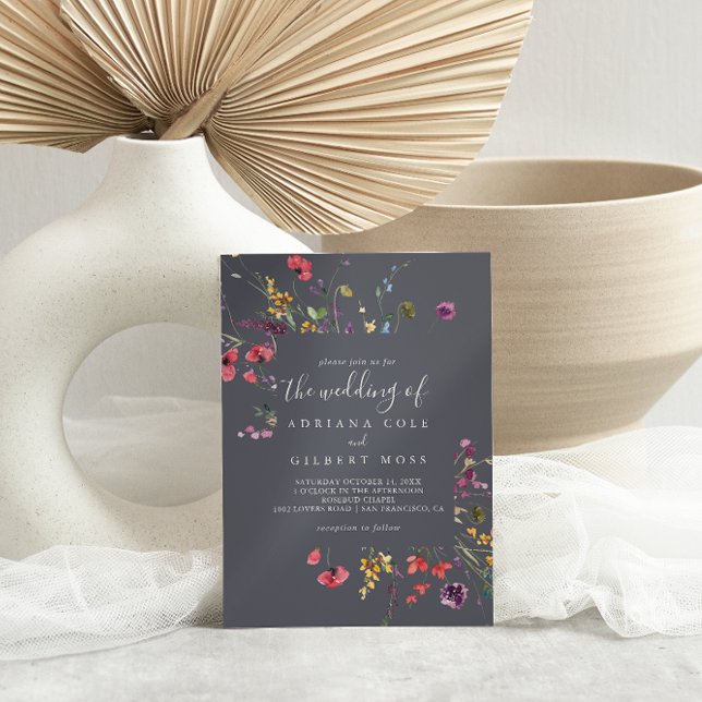 El Clásico Boda Floral Azul Salvaje De Invitación (Subido por el creador)