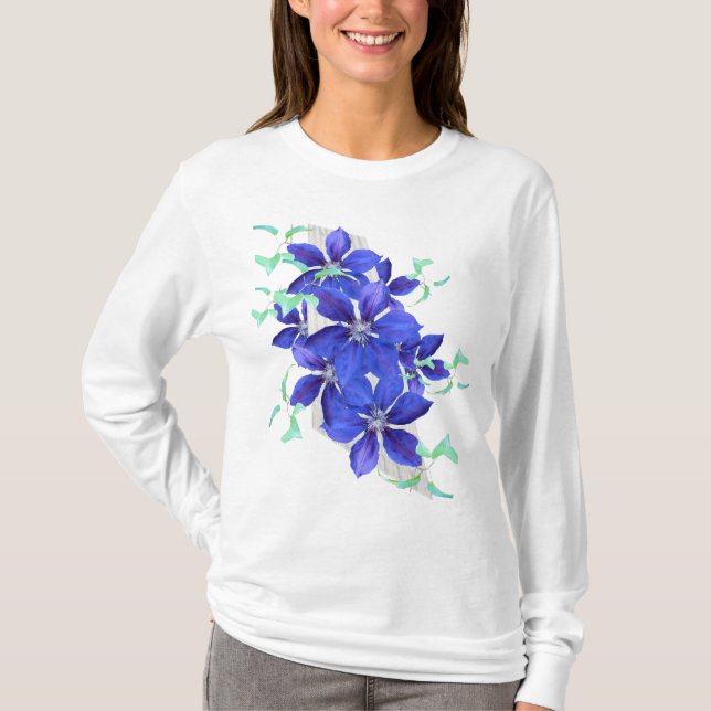 El Clematis púrpura florece la camisa de la (Anverso)
