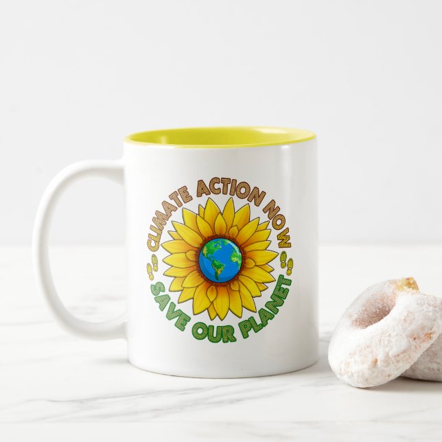 El clima marzo de la gente para la taza de la taza (Con donut)