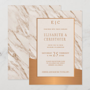 El cobre de mármol simple y elegante invitación a