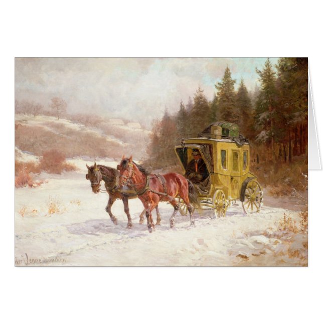 El coche del poste en la nieve (Anverso (Horizontal))