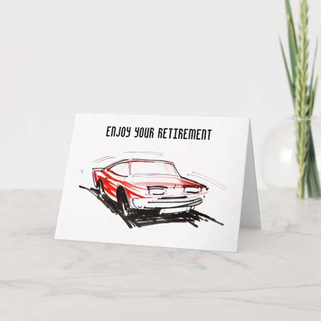 El coche rápido rojo goza de su tarjeta del retiro (Anverso)