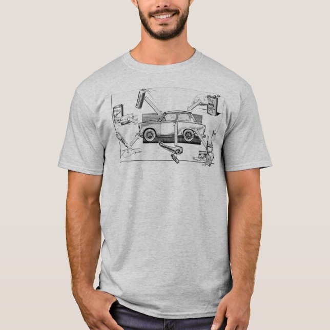 El coche trabante del vintage diseñó la camiseta (Anverso)
