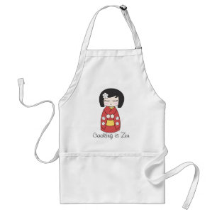 El "cocinar es delantal de la muñeca de Kokeshi