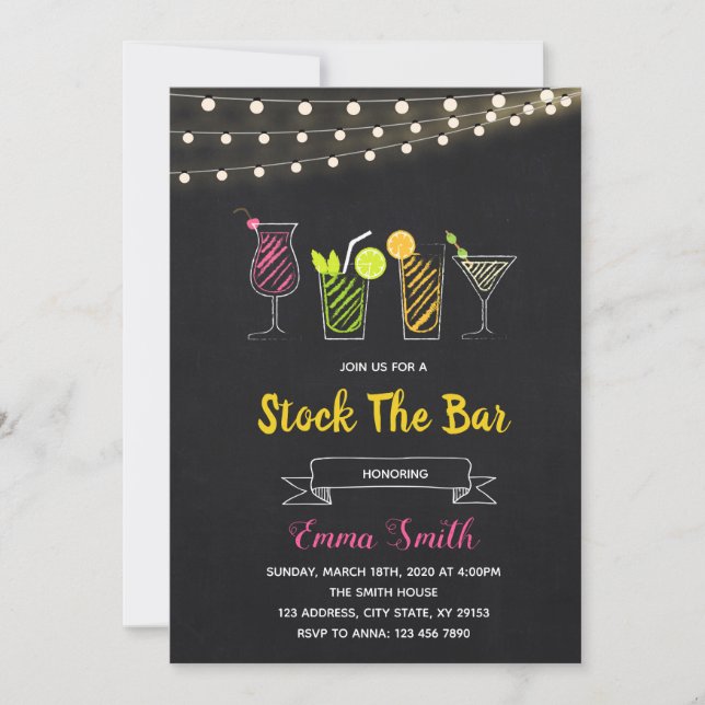 El cóctel de Chalkboard reserva la invitación del  (Anverso)