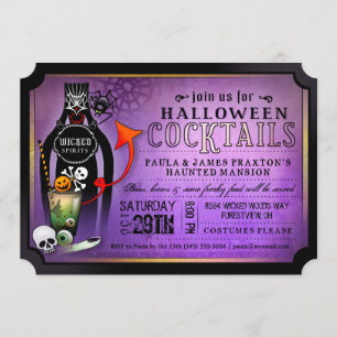 El cóctel de Halloween bebe la invitación púrpura