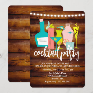 El cóctel retro bebe la invitación del cóctel