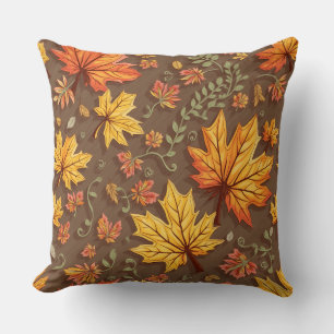 el cojín de almohadas de hojas de otoño.