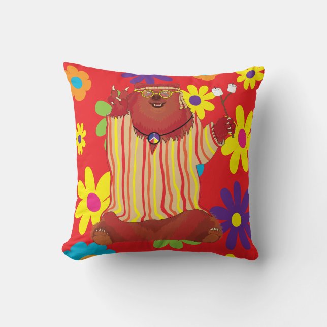 El Cojín decorativo del oso de Groovy Chillin (Anverso)