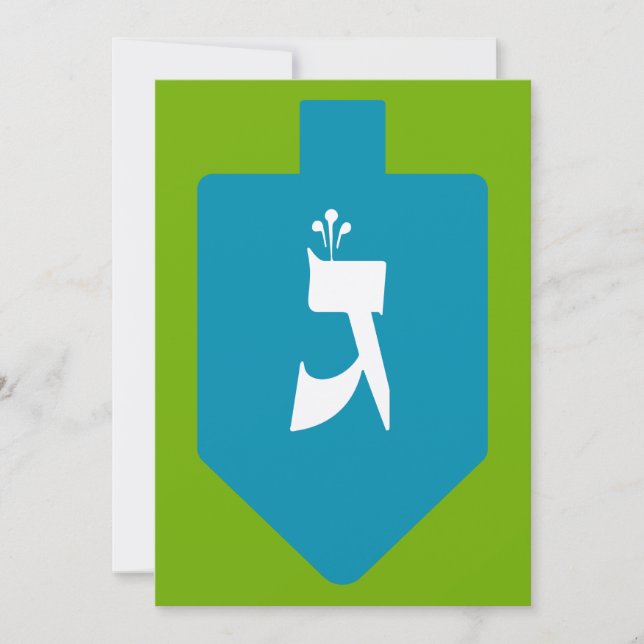 El colorido Dreidel w. Letra hebrea gimmel Hanukka (Anverso)